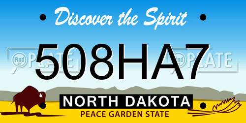 508HA7 North Dakota License Plate