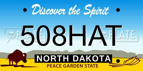 508HAT North Dakota License Plate