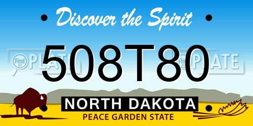 508T80 North Dakota License Plate