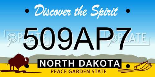 509AP7 North Dakota License Plate