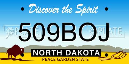 509BOJ North Dakota License Plate