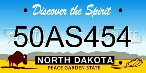 50AS454 North Dakota License Plate