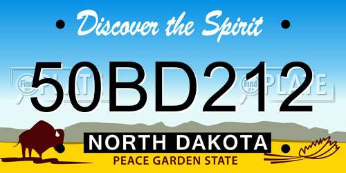 50BD212 North Dakota License Plate