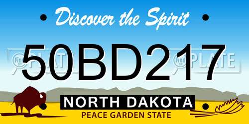 50BD217 North Dakota License Plate