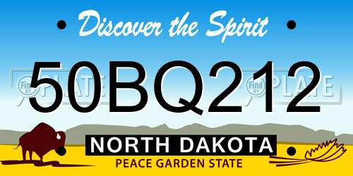 50BQ212 North Dakota License Plate