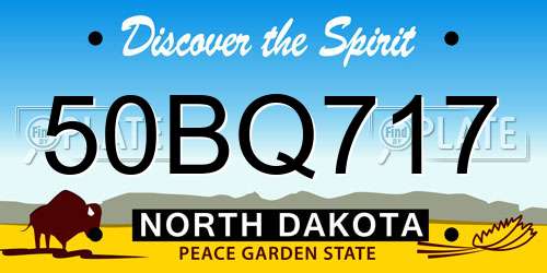50BQ717 North Dakota License Plate