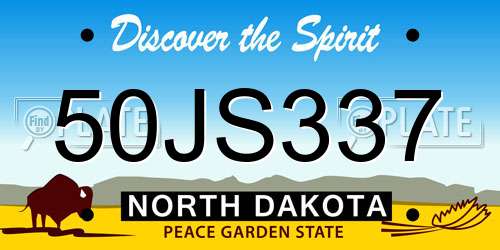 50JS337 North Dakota License Plate