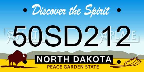 50SD212 North Dakota License Plate