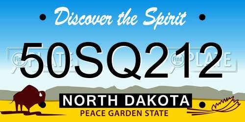 50SQ212 North Dakota License Plate