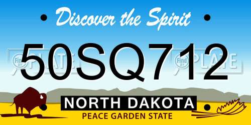 50SQ712 North Dakota License Plate