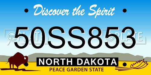50SS853 North Dakota License Plate