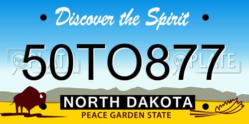 50TO877 North Dakota License Plate