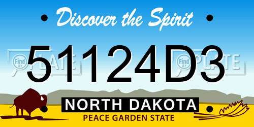 51124D3 North Dakota License Plate