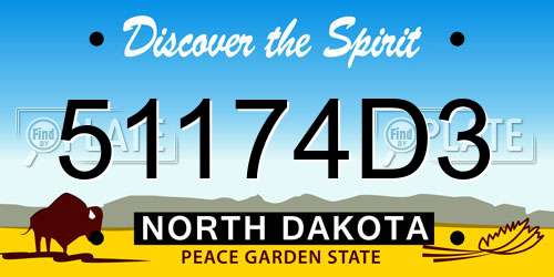 51174D3 North Dakota License Plate