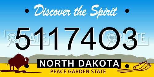 51174O3 North Dakota License Plate