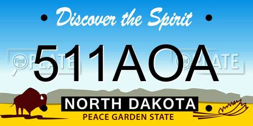 511AOA North Dakota License Plate