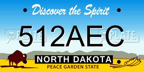 512AEC North Dakota License Plate