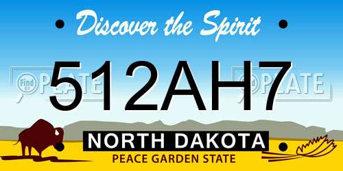 512AH7 North Dakota License Plate