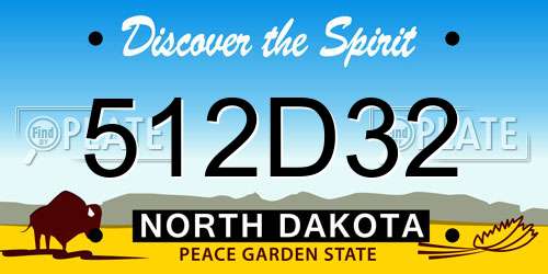 512D32 North Dakota License Plate