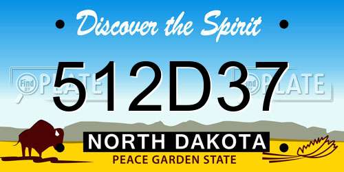 512D37 North Dakota License Plate