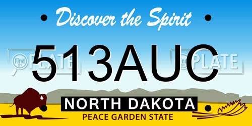 513AUC North Dakota License Plate