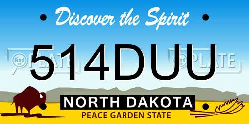 514DUU North Dakota License Plate
