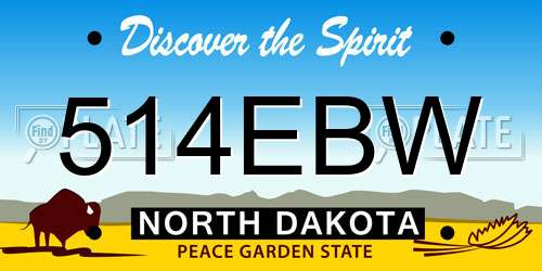 514EBW North Dakota License Plate