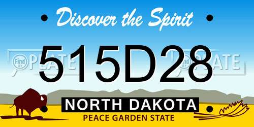 515D28 North Dakota License Plate