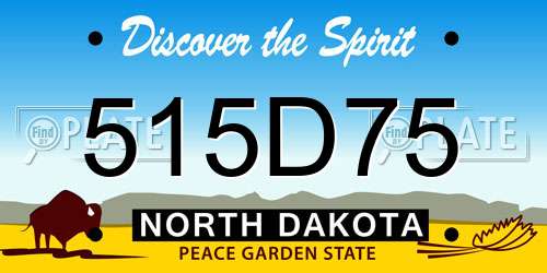 515D75 North Dakota License Plate