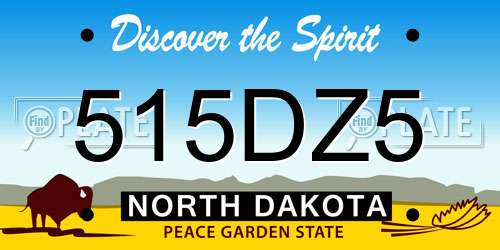 515DZ5 North Dakota License Plate