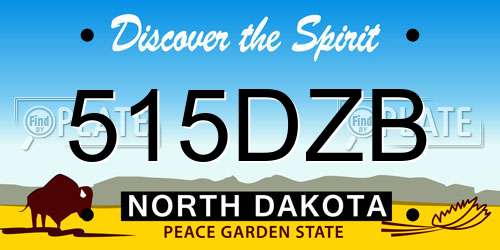 515DZB North Dakota License Plate