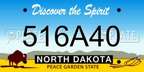 516A40 North Dakota License Plate