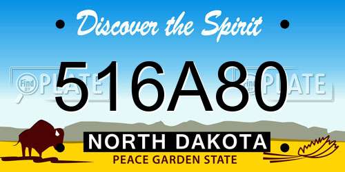 516A80 North Dakota License Plate