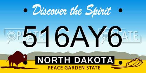 516AY6 North Dakota License Plate