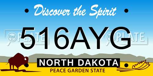 516AYG North Dakota License Plate