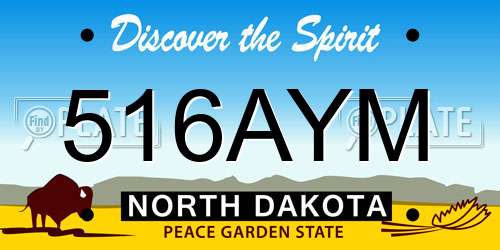 516AYM North Dakota License Plate