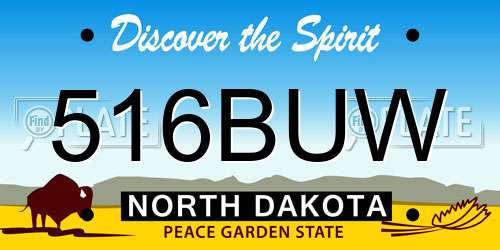 516BUW North Dakota License Plate