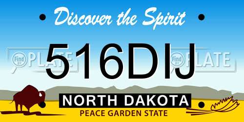 516DIJ North Dakota License Plate