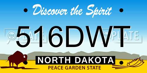 516DWT North Dakota License Plate