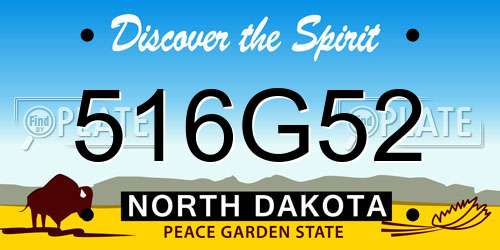516G52 North Dakota License Plate