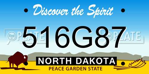 516G87 North Dakota License Plate