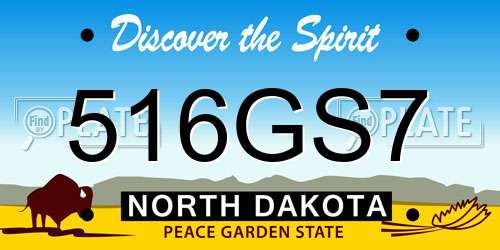 516GS7 North Dakota License Plate