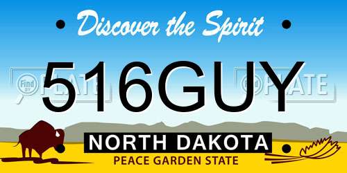 516GUY North Dakota License Plate