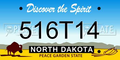516T14 North Dakota License Plate