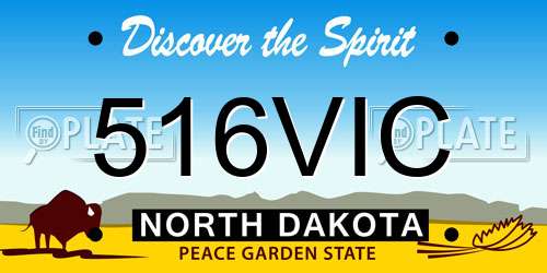 516VIC North Dakota License Plate