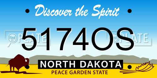 5174OS North Dakota License Plate