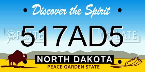 517AD5 North Dakota License Plate