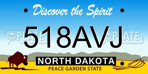 518AVJ North Dakota License Plate