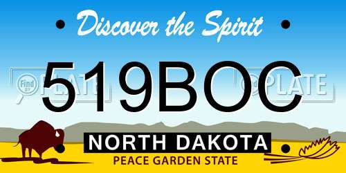 519BOC North Dakota License Plate