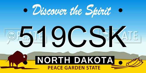 519CSK North Dakota License Plate